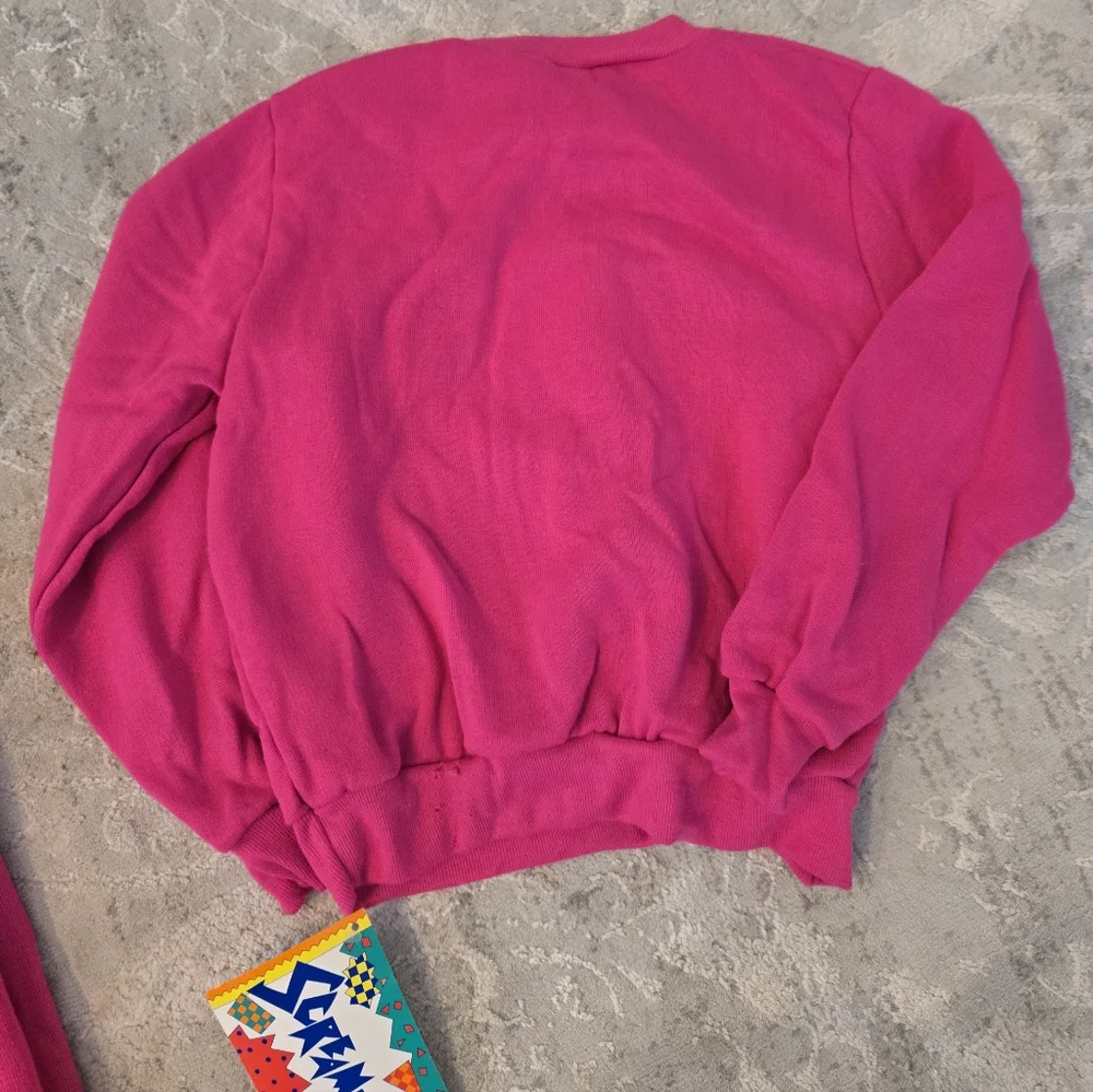 Vintage 1990s Fuschia Pink Teddy Bear Print Sweatsuit 2pc Set NWT